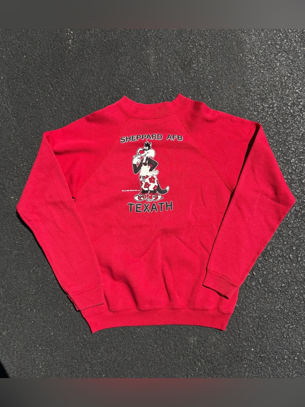 Vintage 1991 Sylvester Warner Bros Artex Red Sweatshirt Size S USA Classic